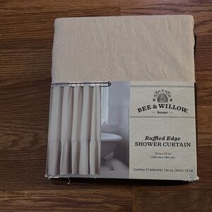 Bee & Willow Ruffled Edge Shower Curtain - Beige